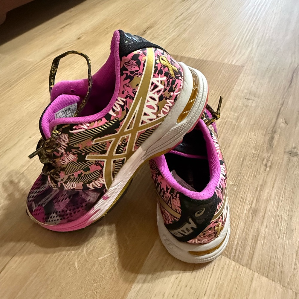 Asics Dynamic Pink and Gold Sneakers